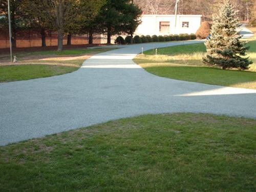 A brand new driveway with stone just applied